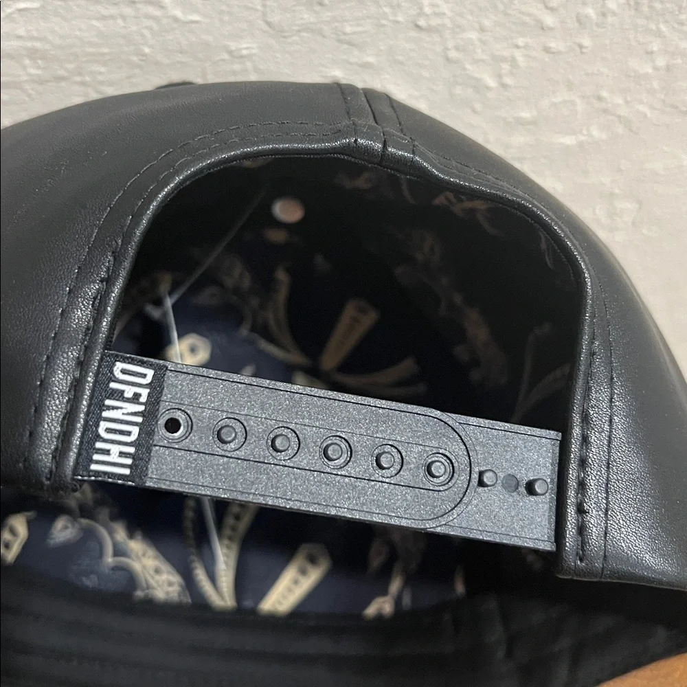 Brand New Defend Hawaii Black Leather with Gold “H” Spear A-Frame Baseball Cap!